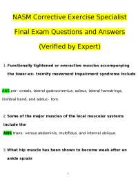 NASM Corrective Exercise Specialist Certification: Final Exam Q&A
