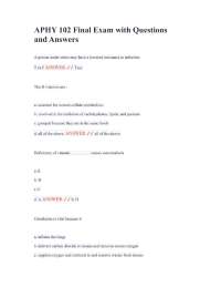APHY 102 Final Exam with Questions and Answers