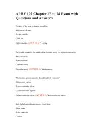 APHY 102 Chapter 17 to 18 Exam with Questions and Answers