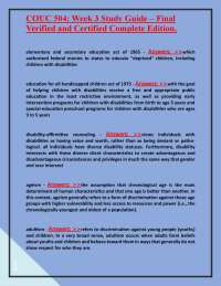 COUC 504 Week 3 Study Guide: Key Concepts and Answers