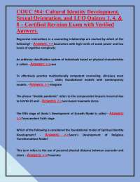 Cultural Identity and Sexual Orientation Exam Questions and Answers