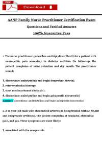 Family Nurse Practitioner Certification Exam: Questions and Answers