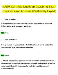 NASM Certified Nutrition Coaching Study Guide (2025/2026) – Expert Verified Q&A