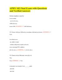 APHY 102 Final Exam with Questions and Verified Answers