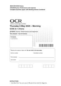 2025 OCR GCSE Drama J316/04 Drama: Performance and response Complete Question paper with M