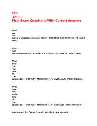 Immunology Final Exam Questions with Correct Answers