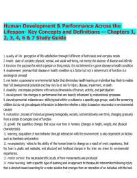 Human Development & Performance Across the Lifespan- Key Concepts and Definitions — Chapte