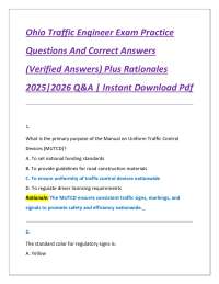 Ohio Traffic Engineer Exam Practice Questions with Verified Answers