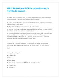 NCLEX Medical-Surgical Nursing Practice Questions with Verified Answers