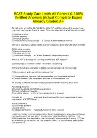 BCAT Exam Study Cards with Verified Answers