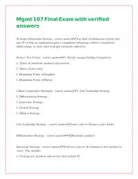 Strategic Information Systems Exam with Verified Answers