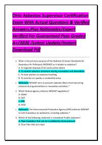 Ohio Asbestos Supervisor Certification Exam: Questions and Answers