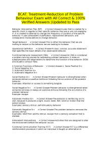BCAT Exam: Treatment & Reduction of Problem Behavior with Verified Answers