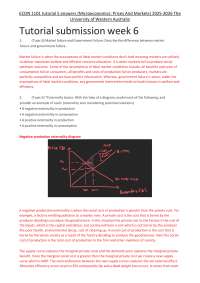 Microeconomics Tutorial 5: Market Failure and Government Intervention
