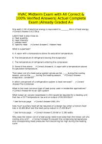 HVAC Midterm Exam with All Correct & 100% Verified Answers| Actual Complete Exam |Already