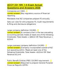 ACCY 231 Exam Questions and Answers: Financial Reporting and Regulatory Frameworks