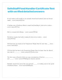 Food Safety Handler Certificate Test with Verified Answers