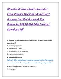 Ohio Construction Safety Specialist Exam: Practice Questions and Answers 2025-2026