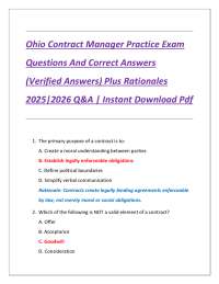 Ohio Contract Manager Practice Exam: Questions and Answers 2025/2026