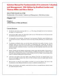Solution Manual for Fundamentals of Investments Valuation and Management