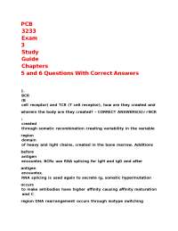 Immunology Exam Study Guide: BCR and TCR Questions with Answers