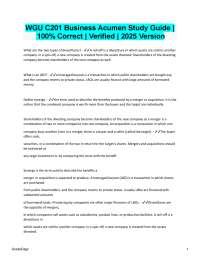 WGU C201 Business Acumen Study Guide | 100% Correct | Verified | Latest 2025 Version