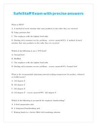 Food Safety Exam Questions and Answers