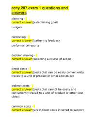 ACCY 207 Exam 1: Questions and Answers