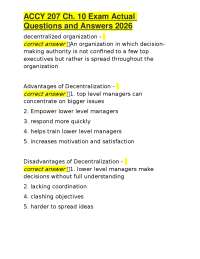 ACCY 207 Chapter 10 Exam Questions and Answers