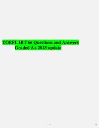 TOEFL IBT 66 Questions and Answers Graded A+ 2025 update 1 2 / 18 1. 1.TALK ABOUT A BOOK