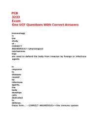 Immunology Exam Questions with Correct Answers