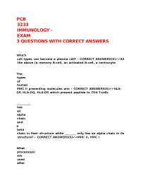 PCB 3233 IMMUNOLOGY - EXAM 3 QUESTIONS WITH CORRECT ANSWERS.