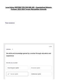 Organizational Behavior Midterm Exam Preparation: Key Concepts and Definitions