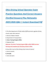 Ohio Driving School Operator Exam Practice Questions and Answers 2025-2026