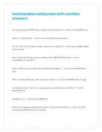 Food Safety Handler Test Questions and Answers