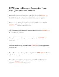 D774 Intro to Business Accounting Exam with Questions and Answers