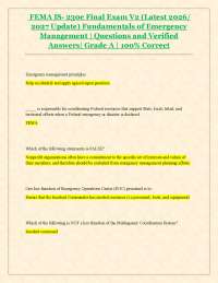 FEMA IS-230e Exam: Fundamentals of Emergency Management Q&A