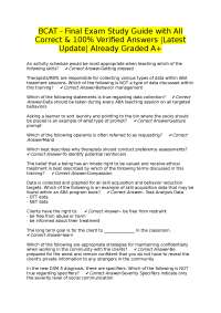 BCAT Final Exam Study Guide: Questions and Verified Answers