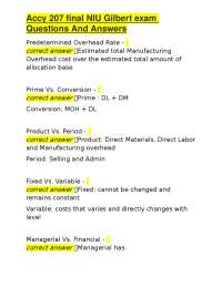 Accy 207 Final Exam Q&A: NIU Gilbert - Accounting Study Guide