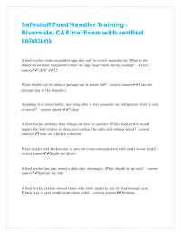 Food Handler Training Exam with Verified Solutions