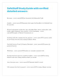 Food Safety Study Guide: Questions and Answers for SafeStaff Certification
