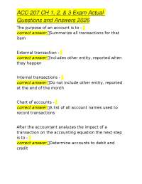 ACC 207 Exam Questions and Answers: Chapters 1-3