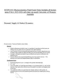 Microeconomics Final Exam Notes: Demand, Supply & Market Dynamics