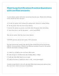 Med-Surg Certification Practice Questions with Verified Answers