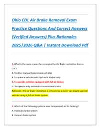 Ohio CDL Air Brake Removal Exam: Practice Questions and Answers 2025-2026