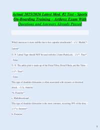 Arthrex Sports Medicine Exam Questions and Answers 2025/2026
