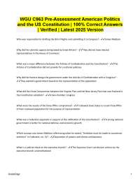 American Politics and US Constitution Pre-Assessment Q&A