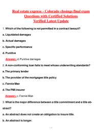 Real Estate Closings Final Exam: Questions and Certified Solutions