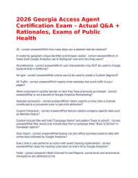 2026 Georgia Access Agent Certification Exam – Actual Q&A + Rationales, Exams of Public He