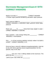 Stormwater Management Exam Questions and Answers